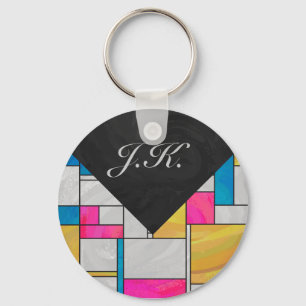 Mondrian Yellow Pink Blue Print Schlüsselanhänger