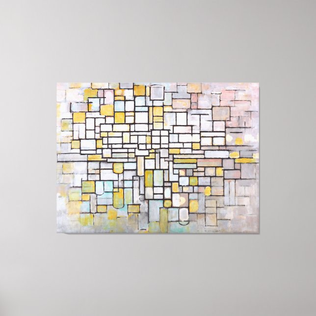 MONDRIAN - ZUSAMMENSETZUNG IN BLAU, GRAU UND PINK  LEINWANDDRUCK (Vorderseite)