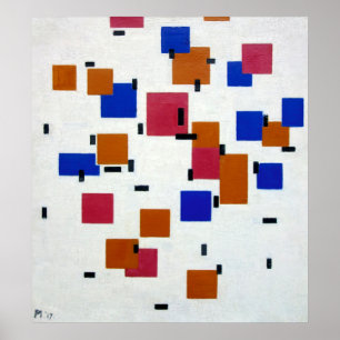 Mondrian-Zusammensetzung in Farbe A Poster