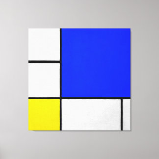 MONDRIAN - ZUSAMMENSETZUNG MIT BLAU, WEISS UND GEL LEINWANDDRUCK