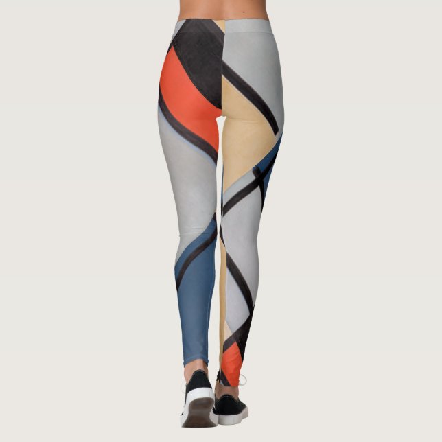 Mondrian-Zusammensetzung mit rot, blau, schwarz, g Leggings (Rückseite)