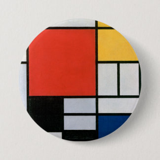Mondrians Komposition Rot, Gelb, Blau, Schwarz Button