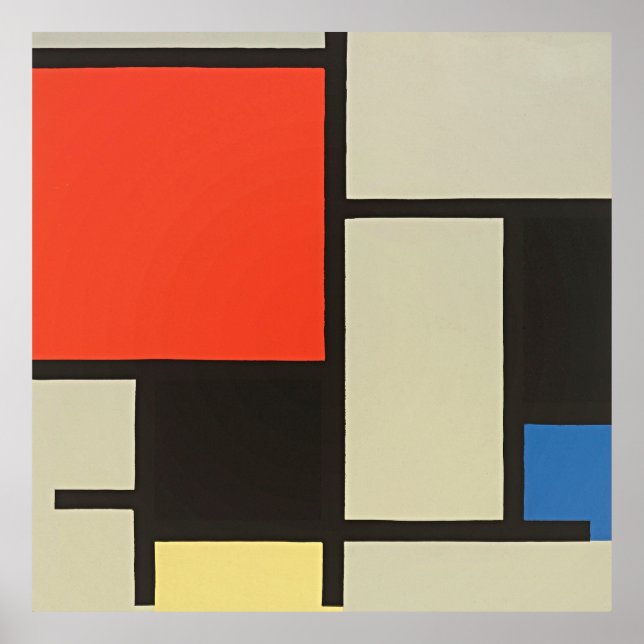 Mondrian's lebendiges rotes, blaues und gelbes Mei Poster (Vorne)
