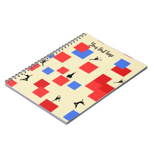 Mondrians tanzende Kubes Blue Red Light Background Notizblock