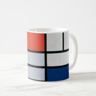 Mondrian's Zusammensetzung Rot, Gelb, Blau, Schwar Kaffeetasse