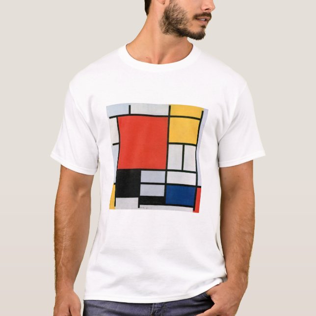 Mondrian's Zusammensetzung Rot, Gelb, Blau, Schwar T-Shirt (Vorderseite)