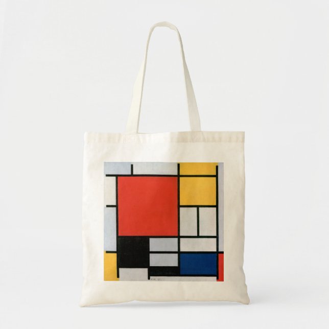Mondrian's Zusammensetzung Rot, Gelb, Blau, Schwar Tragetasche (Vorne)