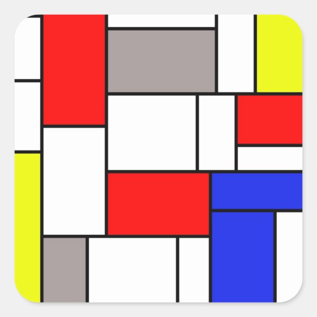 mondrischer Stil Quadratischer Aufkleber (Vorderseite)