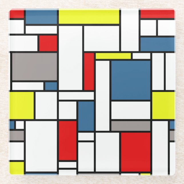 Mondrisches Design Glasuntersetzer (Vorderseite)