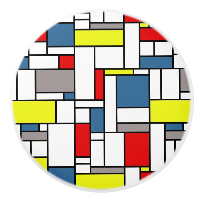 Mondrisches Design Keramikknauf (Vorderseite)