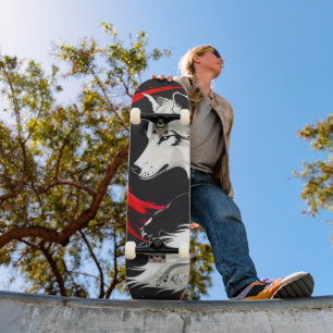 Mondroter Weißer Wolf Skateboard