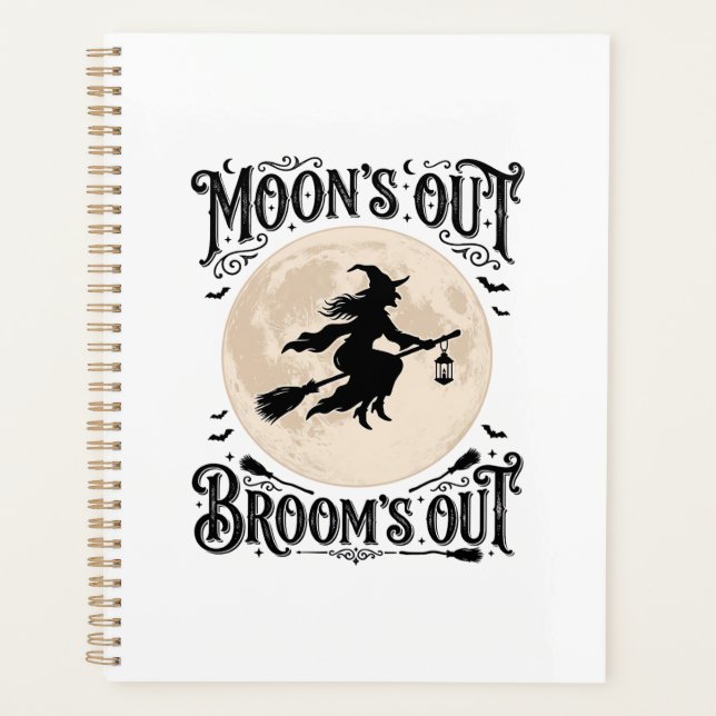 Monds raus Besen raus Hexe Halloween Planer (Vorderseite)