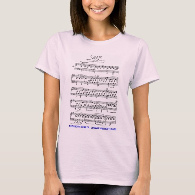 Mondschein-Sonate-Ludwig-Beethoven T-Shirt (Vorderseite)