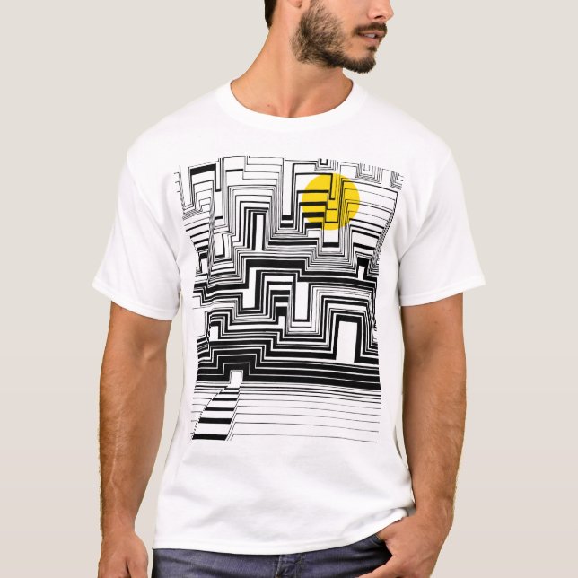 Mondschein-Stadt-Gekritzel-Kunst-T - Shirt (Vorderseite)