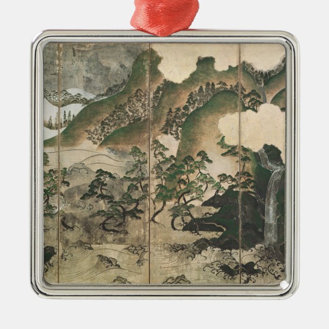 Mondschein-Winter-Landschaft Silbernes Ornament (Vorne)