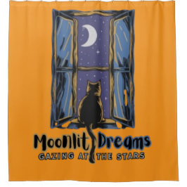 Mondsernacht: Katzennacht mit Mond und Sternen Duschvorhang