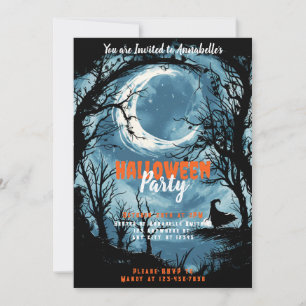 Mondsichel-Himmel-Hexen-Sterne-Halloween-Party Einladung