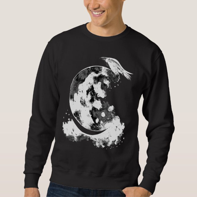 Mondsichel-Raben-Hexen-Ästhetik-Astrologie-Goth Sweatshirt (Vorderseite)
