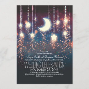 Mondstars & String Lights Sommerhochzeit Einladung