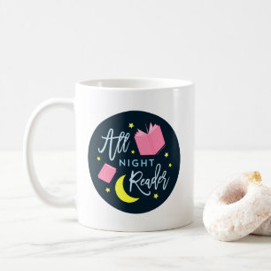 Mondsterne und rosa Bücher für die ganze Nacht Kaffeetasse