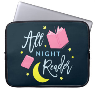 Mondsterne und rosa Bücher für die ganze Nacht Laptopschutzhülle