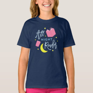 Mondsterne und rosa Bücher für die ganze Nacht T-Shirt