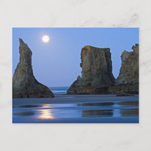 Monduntergang, Bandon Beach, Oregon. Postkarte
