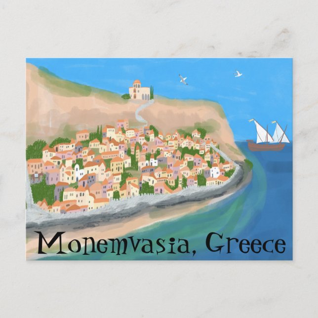 MONEMVASIA GRIECHENLAND Insel Art Reisen Postkarte (Vorderseite)