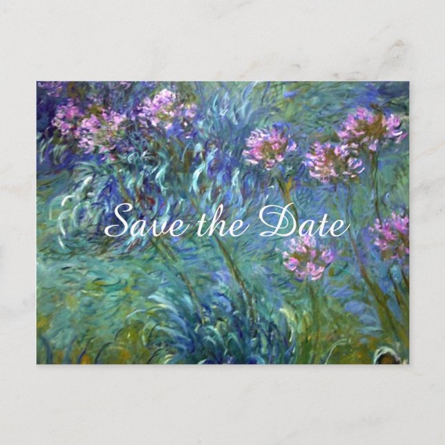 Monet Agapanthus Blume Save the Date Hochzeit Ankündigungspostkarte (Vorderseite)