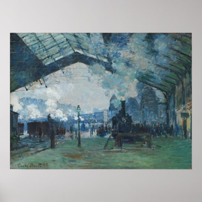 Monet - Ankunft des Zuges Normandie Poster (Vorne)