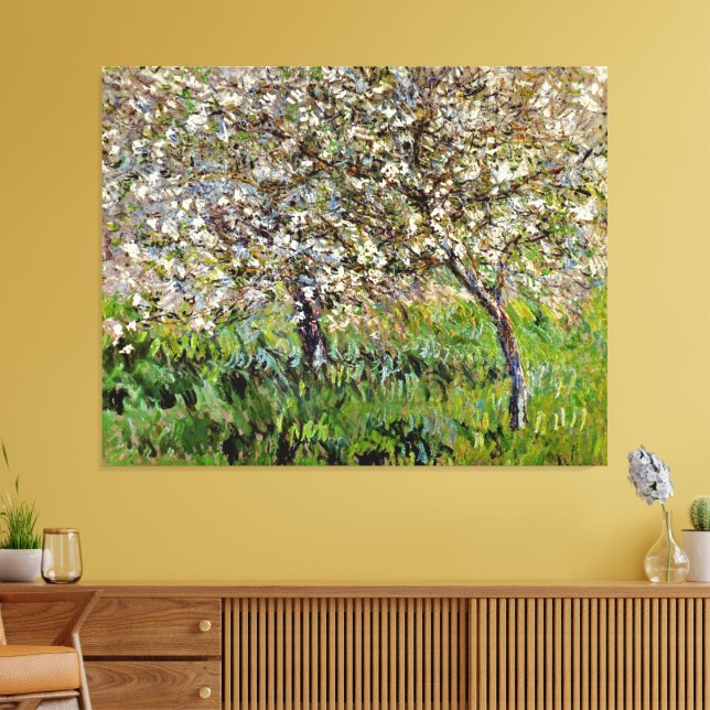 Monet - Apfelbäume im Blut Leinwanddruck (Insitu (Wohnzimmer))