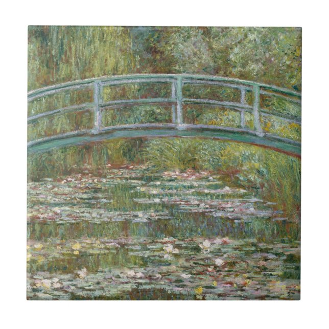 Monet Art Bridge über einem Teich der Wasserläufe Fliese (Vorderseite)