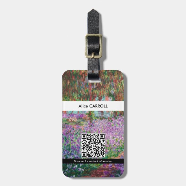 Monet - Artist's Garden at Giverny - QR Code Gepäckanhänger (Vorderseite vertikal)