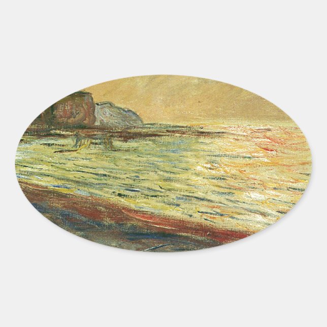Monet Beach in Pourville Ovaler Aufkleber (Vorderseite)