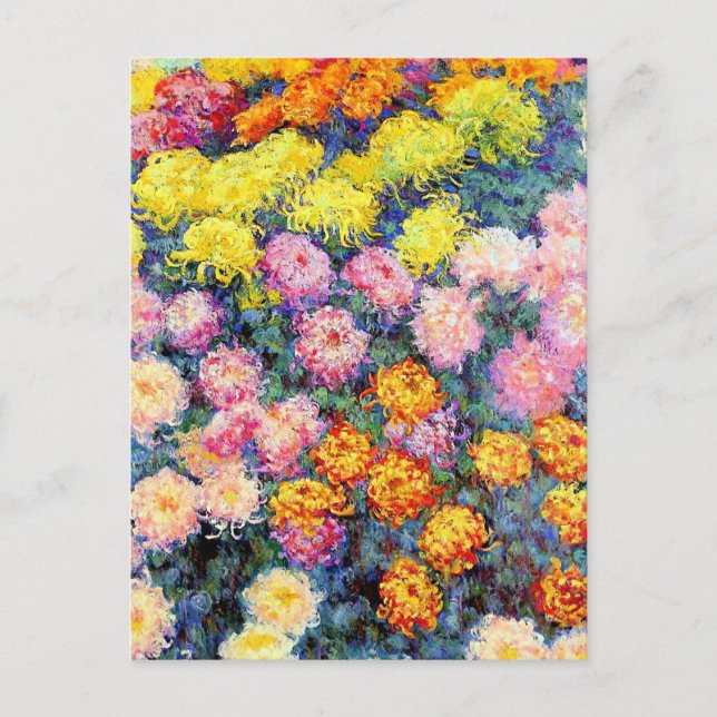 Monet, Bett von Chrysanthemas, Postkarte (Vorderseite)