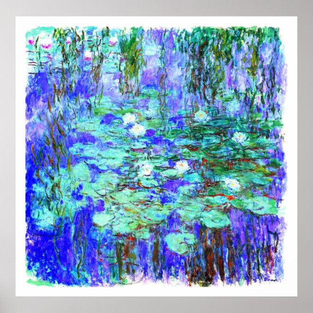 Monet = Blue Water Lilies - beeindruckende Malerei Poster (Vorne)