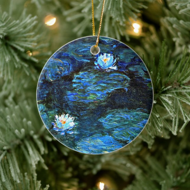 Monet - Blue Water Lilies Keramik Ornament (Baum)