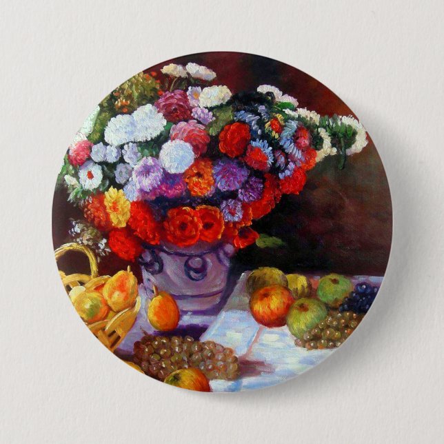 Monet Blume und Obst Button (Vorderseite)