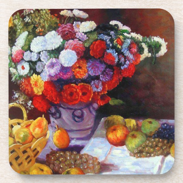 Monet Blume und Obst Getränkeuntersetzer (Vorderseite)