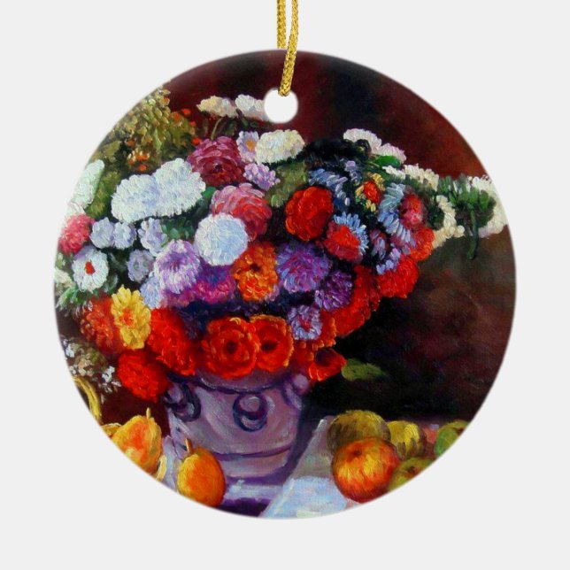 Monet Blume und Obst Keramik Ornament (Vorne)