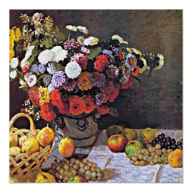 Monet - Blume und Obst Poster (Vorderseite)