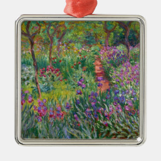 monet Blumen Vintag d-Iris-Garten-an-giverny Silbernes Ornament