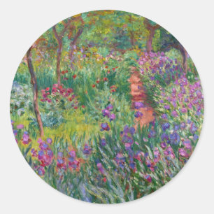 monet Blumen vintage die-Schwertlilie-Garten-in-Gi Runder Aufkleber