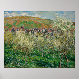 Monet - Blüten tragende Pflaumenbäume Poster