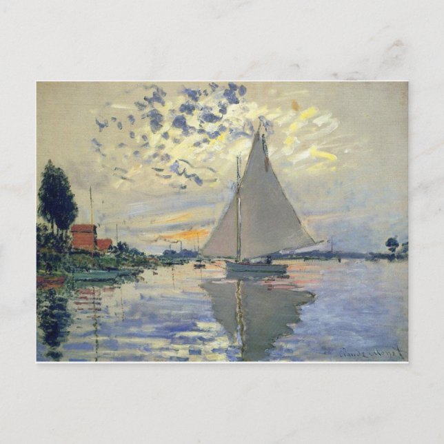Monet-Boot-Segeln in Le-Petit-Gennevillie Postkarte (Vorderseite)