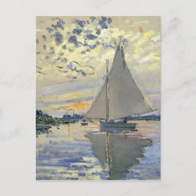 Monet-Boot-Segeln in Le-Petit-Gennevillie Postkarte (Vorderseite)