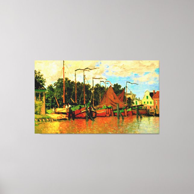 Monet - Boote in Zaandam, berühmtes Bild Leinwanddruck (Vorderseite)