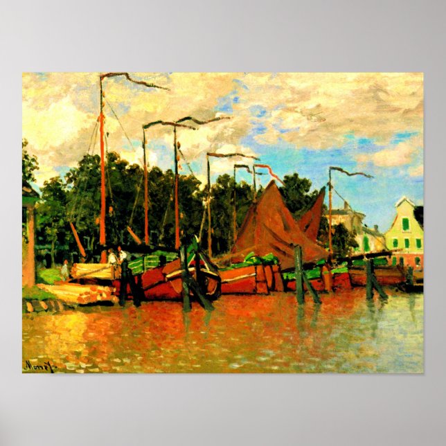 Monet - Boote in Zaandam, berühmtes Bild Poster (Vorne)