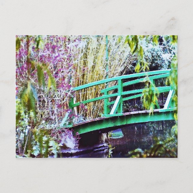 Monet-Brücke mit Blume Postkarte (Vorderseite)
