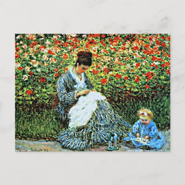 Monet - Camille Monet und Kind Postkarte (Vorderseite)